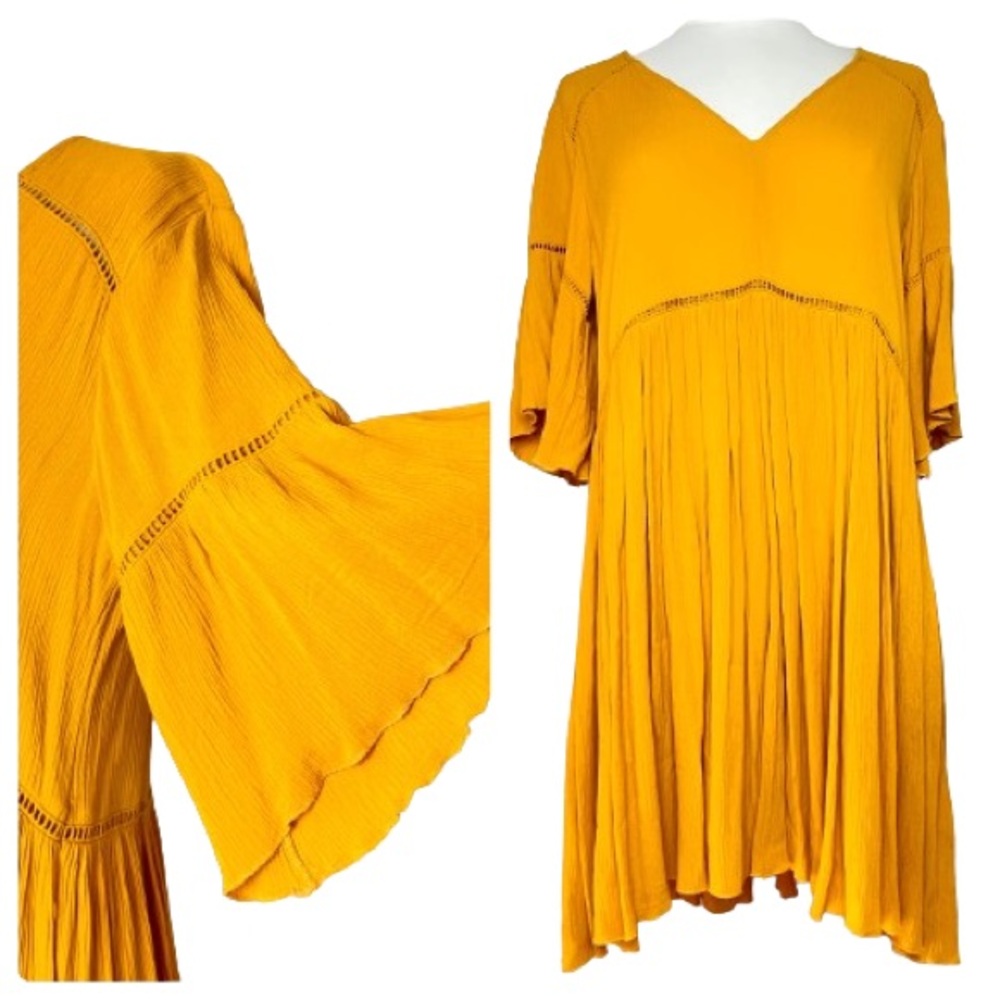 Sportsgirl Babydoll Mini Dress | Angel Sleeves | Flowy Yellow Goddess | Size 8